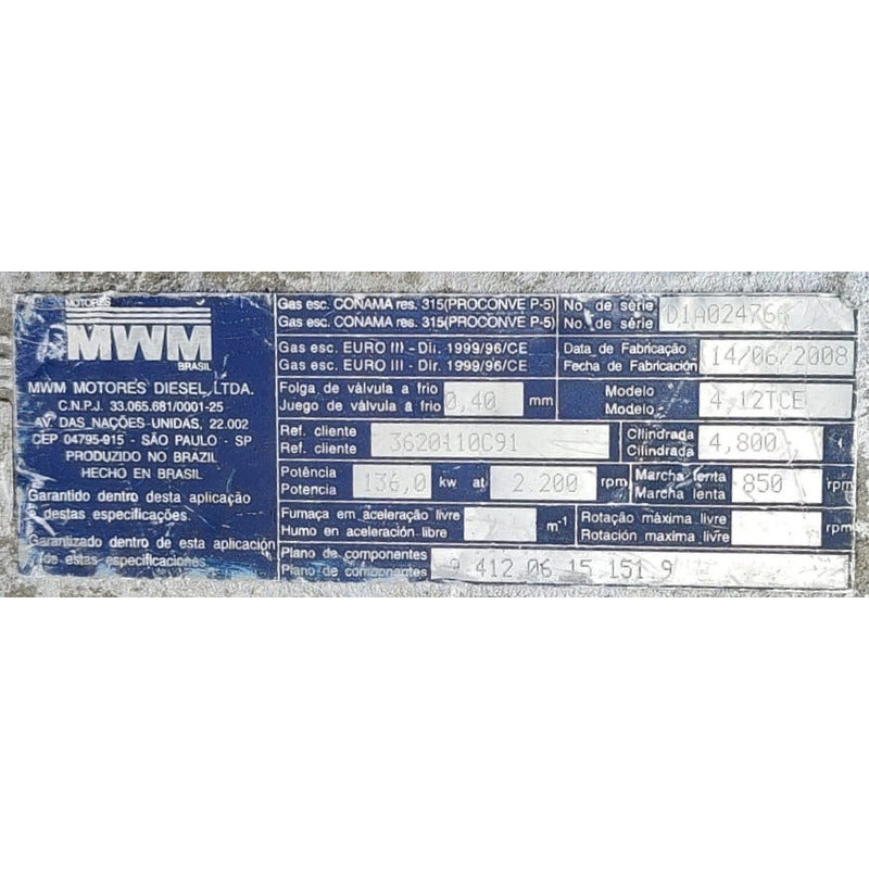 Múltiple Admisión Motor Mwm 4 Cilindros