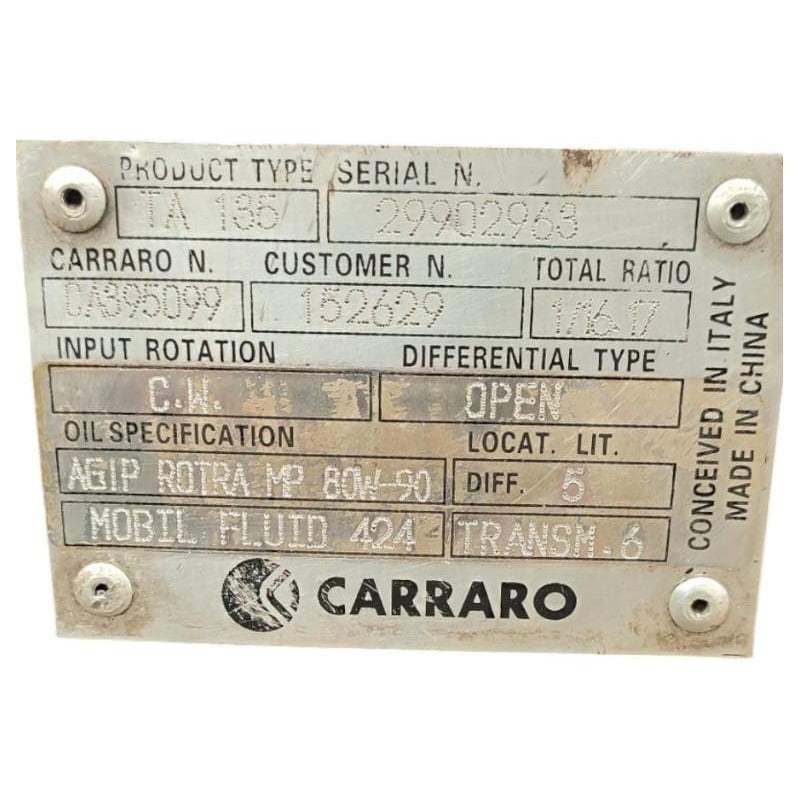 Transmision Diferencial Retroexcavadora Carraro Ta135