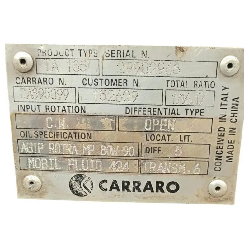 Transmision Diferencial Retroexcavadora Carraro Ta135
