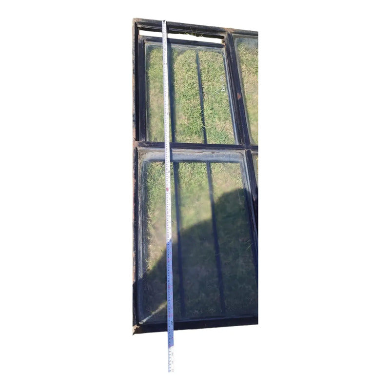 Ventana Fierro Corrediza Con Vidrios Gris Oscuro