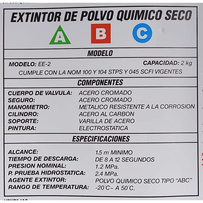 Extintor Mikel's Ee-2 2kg Polvo Abc Tradicional