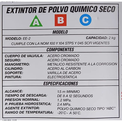 Extintor Mikel's Ee-2 2kg Polvo Abc Tradicional