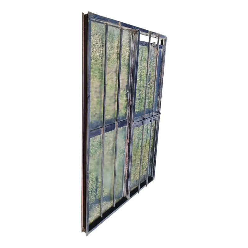 Ventana Fierro Corrediza Con Vidrios Gris Oscuro