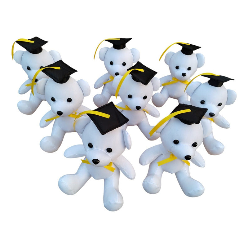 Muñeco Peluche Graduación Firmas Kit De 8 Piezas 22cms Blanco