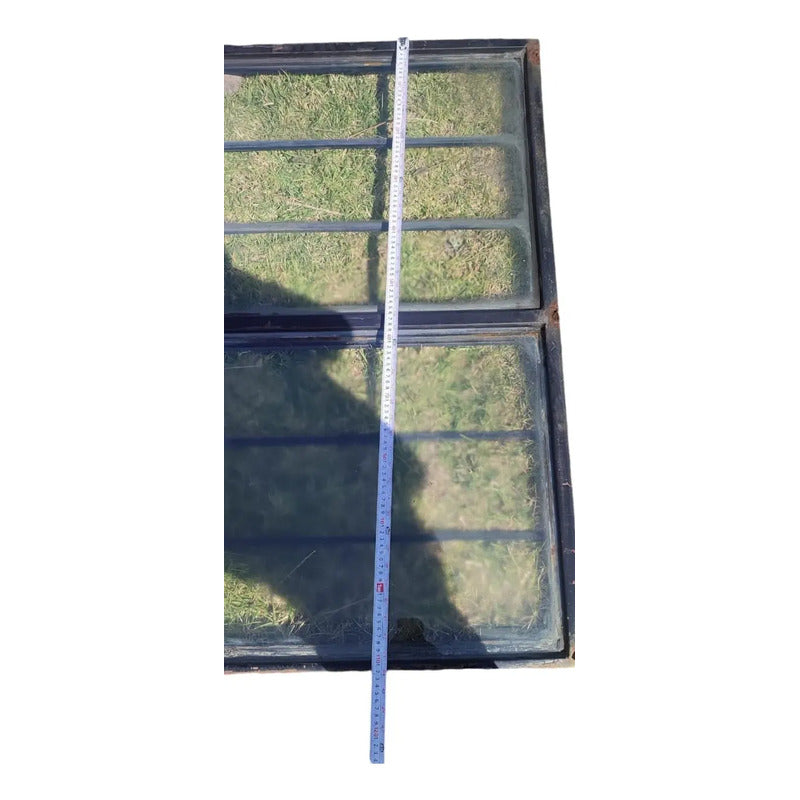 Ventana Fierro Corrediza Con Vidrios Gris Oscuro